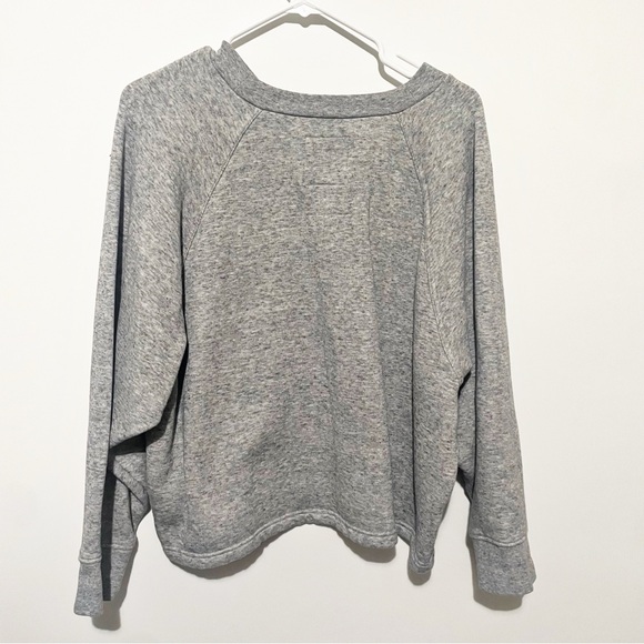MADEWELL MWL Heathered Grey Cropped Henley Raglan Sweatshirt L - Picture 2 of 7